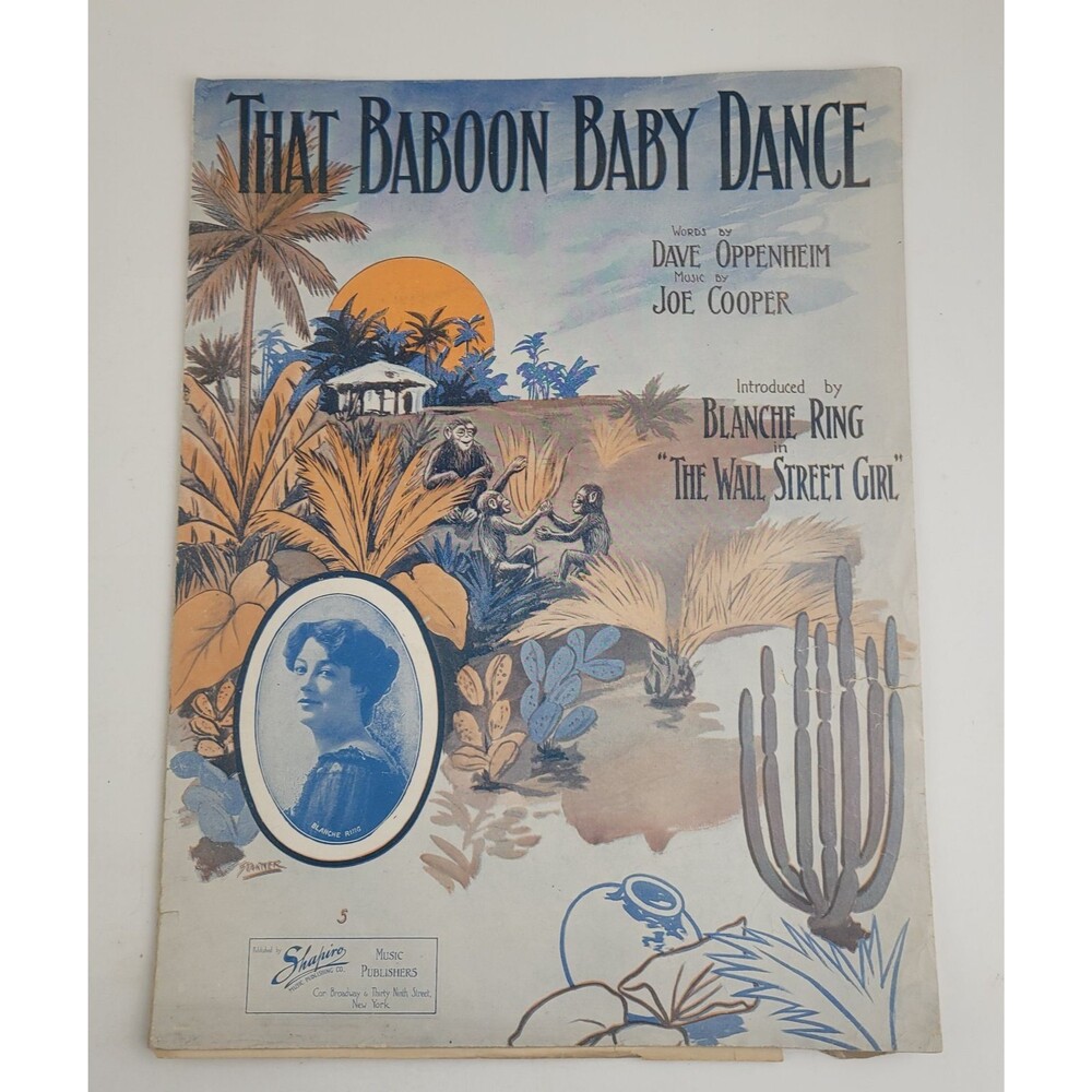 Antique 1911 Sheet Music-That Baboon Baby Dance-Monkey Novelty Song #SM3